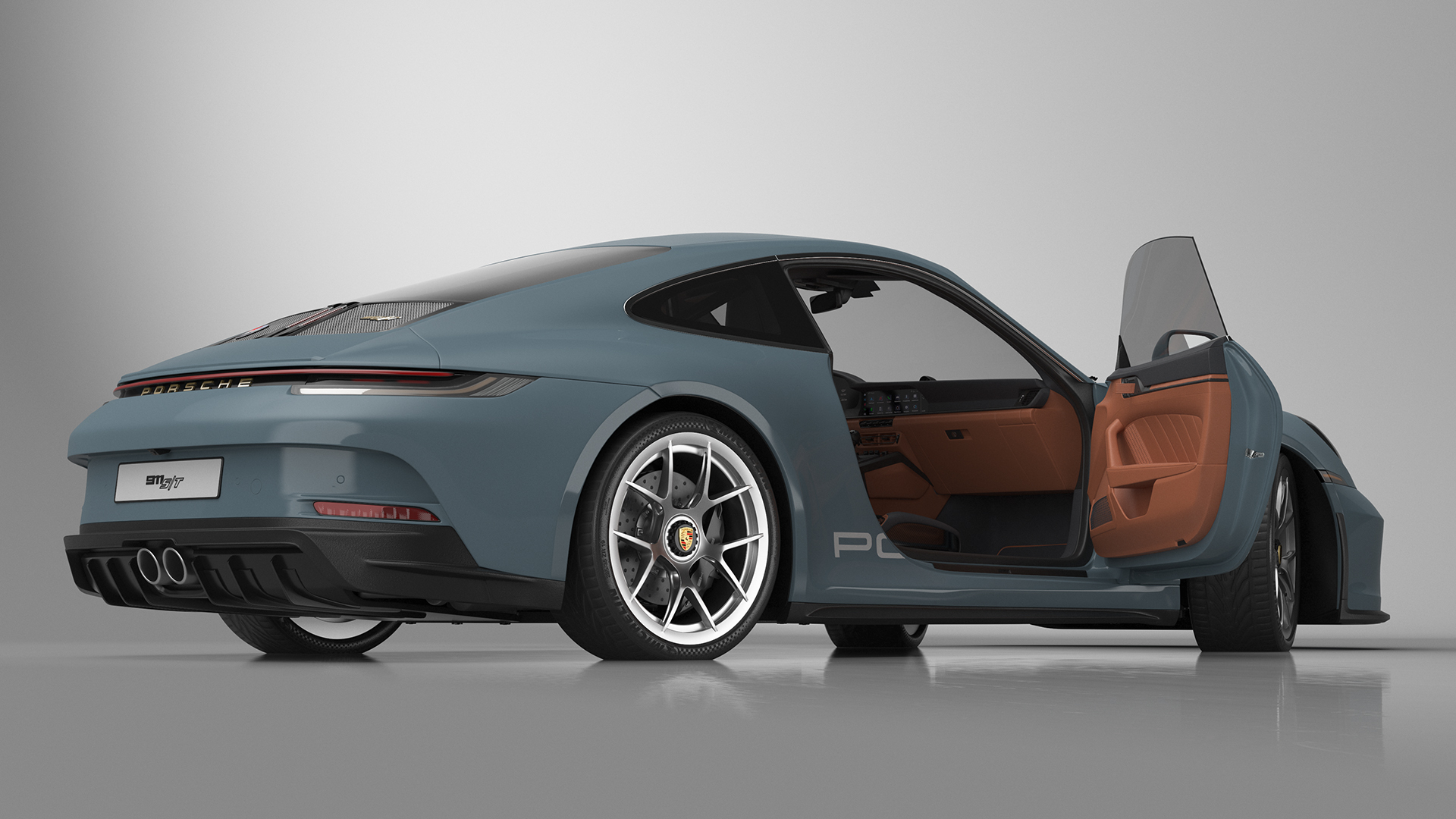 3D Sport Car Porsche 911 2024 Blue Rigged model