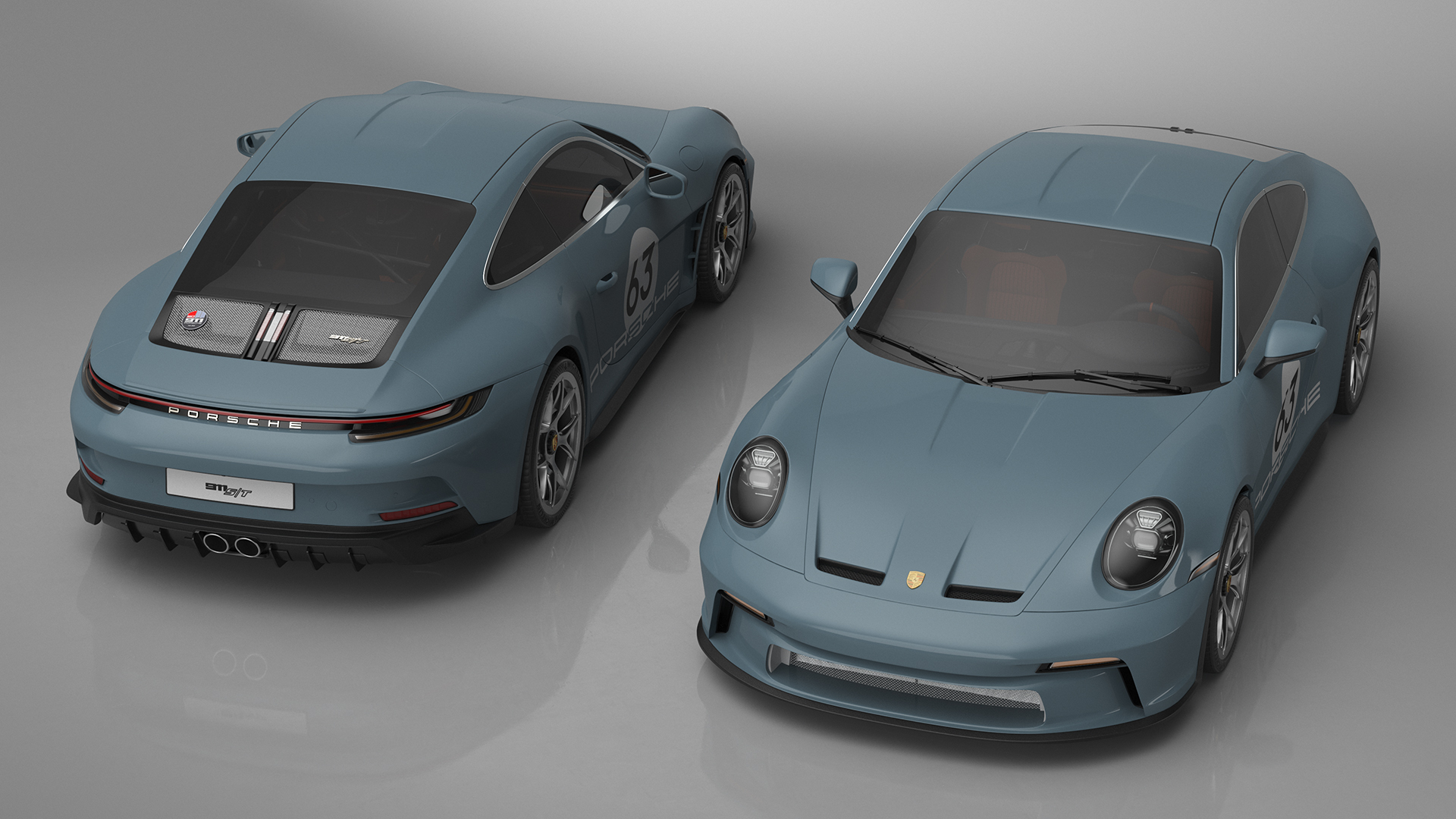 3D Sport Car Porsche 911 2024 Blue Rigged model
