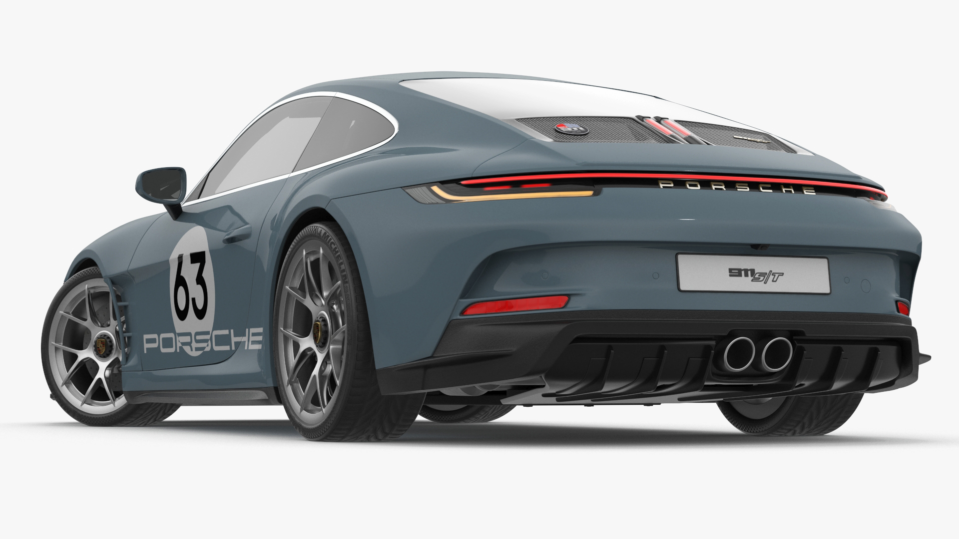 3D Sport Car Porsche 911 2024 Blue Rigged model