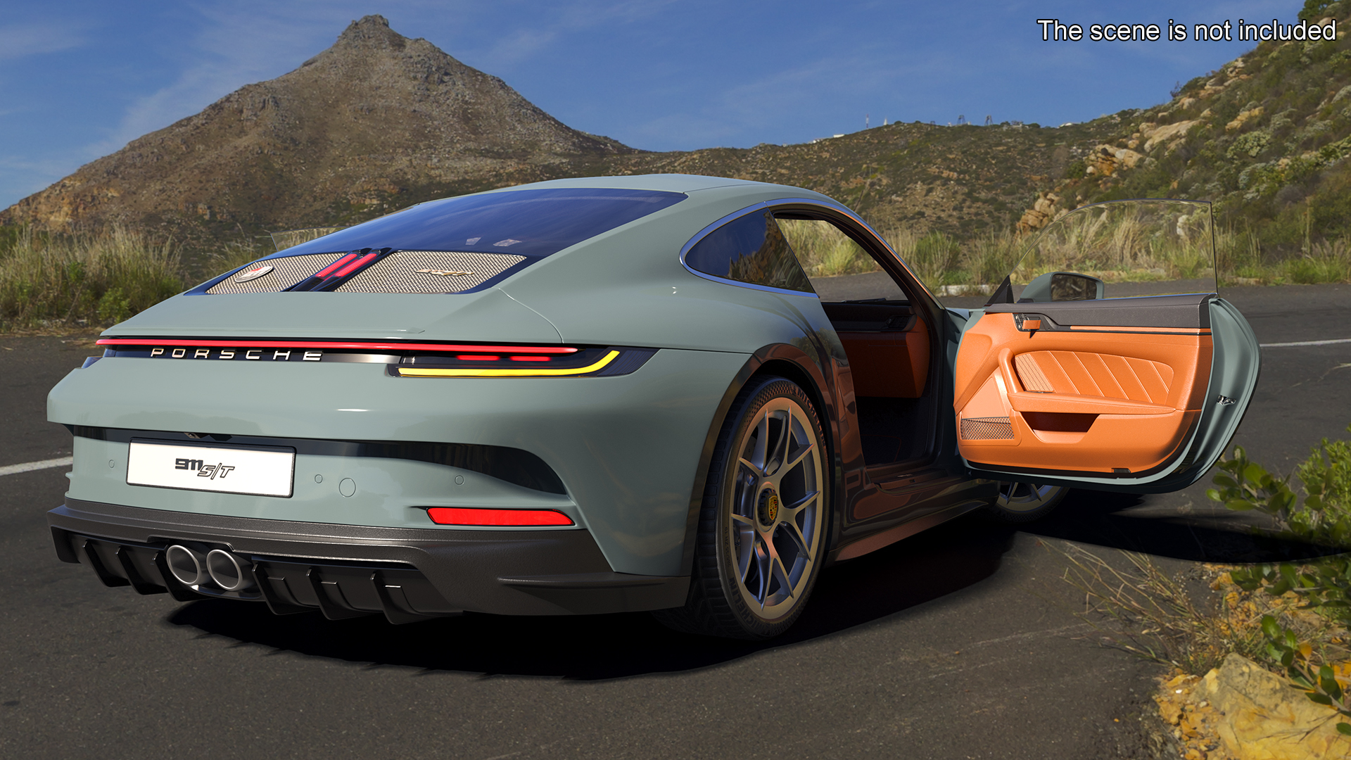 3D Sport Car Porsche 911 2024 Blue Rigged model