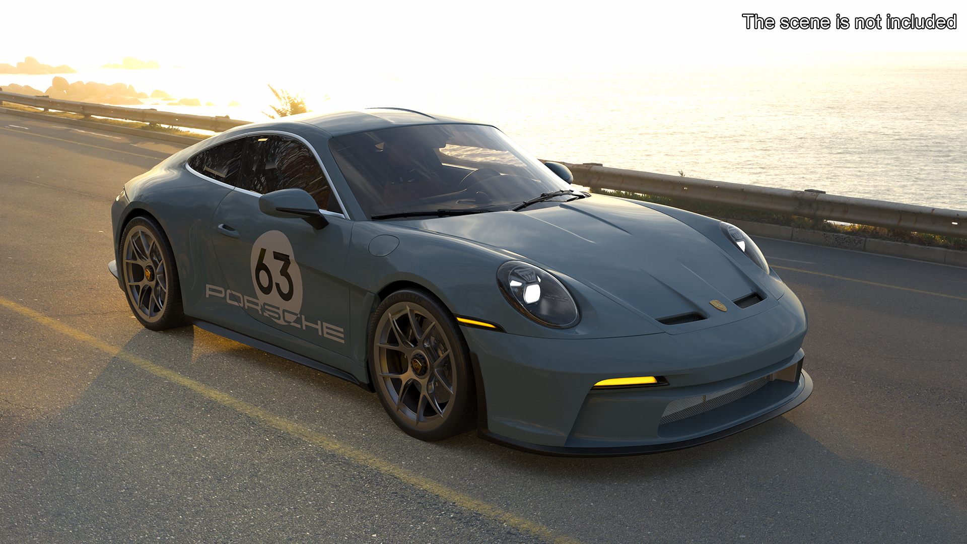3D Sport Car Porsche 911 2024 Blue Rigged model