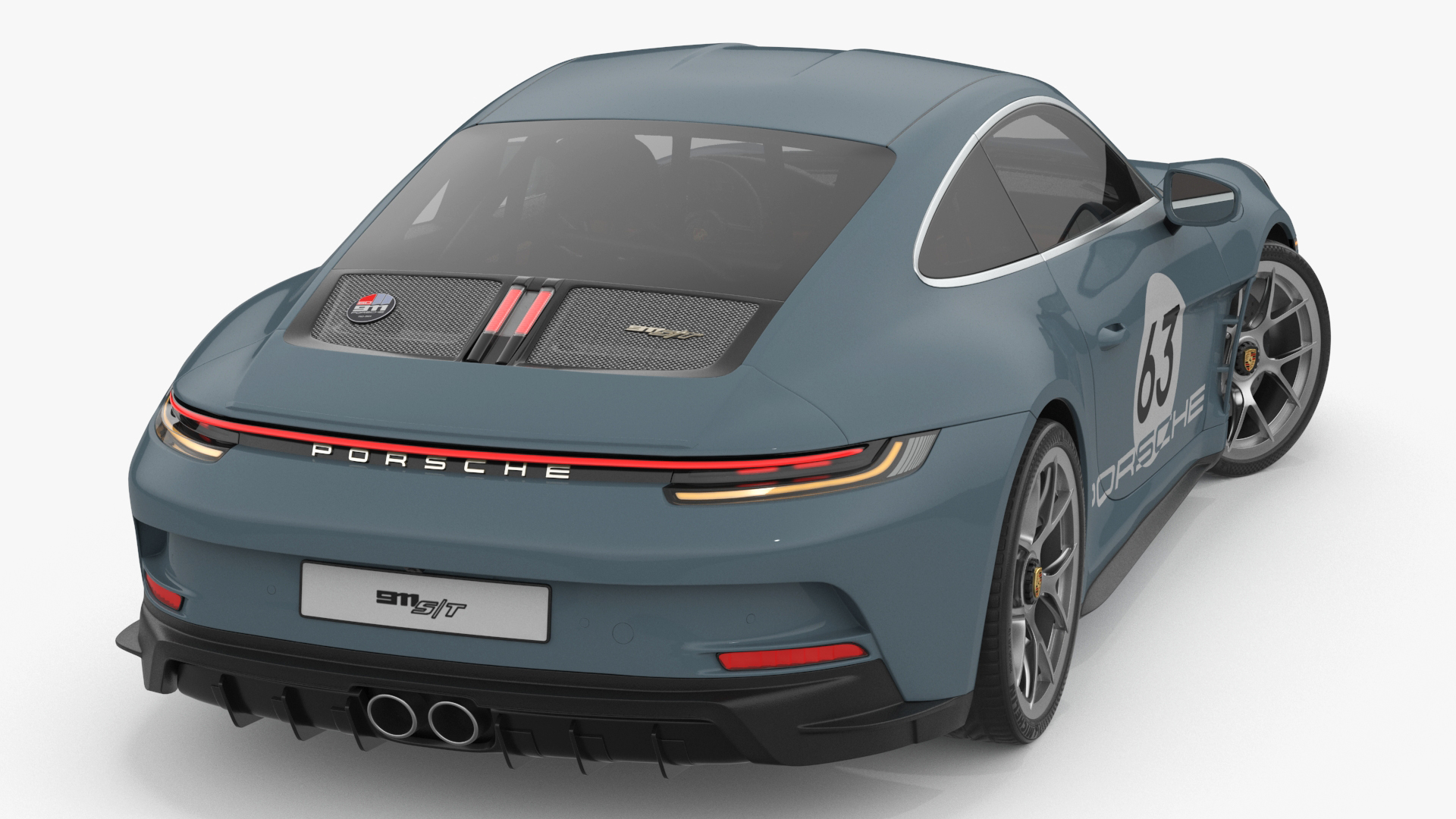 3D Sport Car Porsche 911 2024 Blue Rigged model