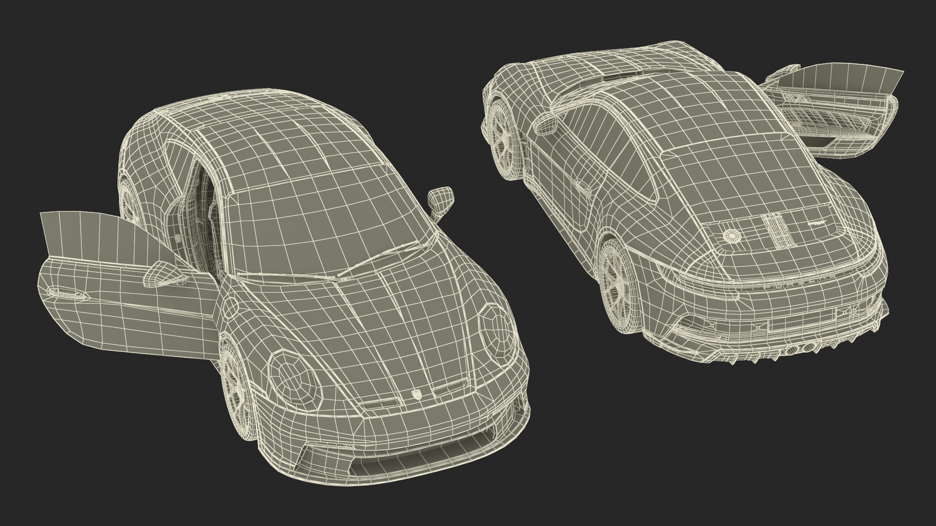 3D Sport Car Porsche 911 2024 Blue Rigged model