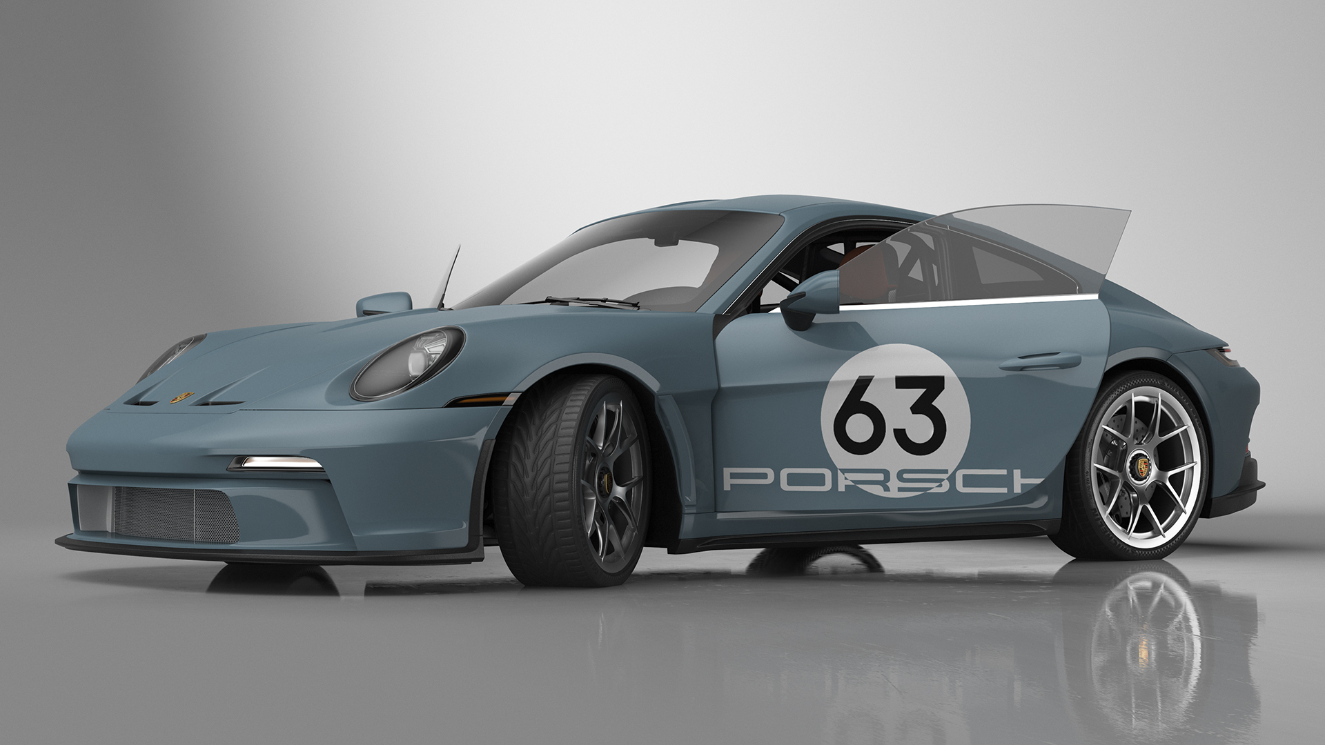 3D Sport Car Porsche 911 2024 Blue Rigged model