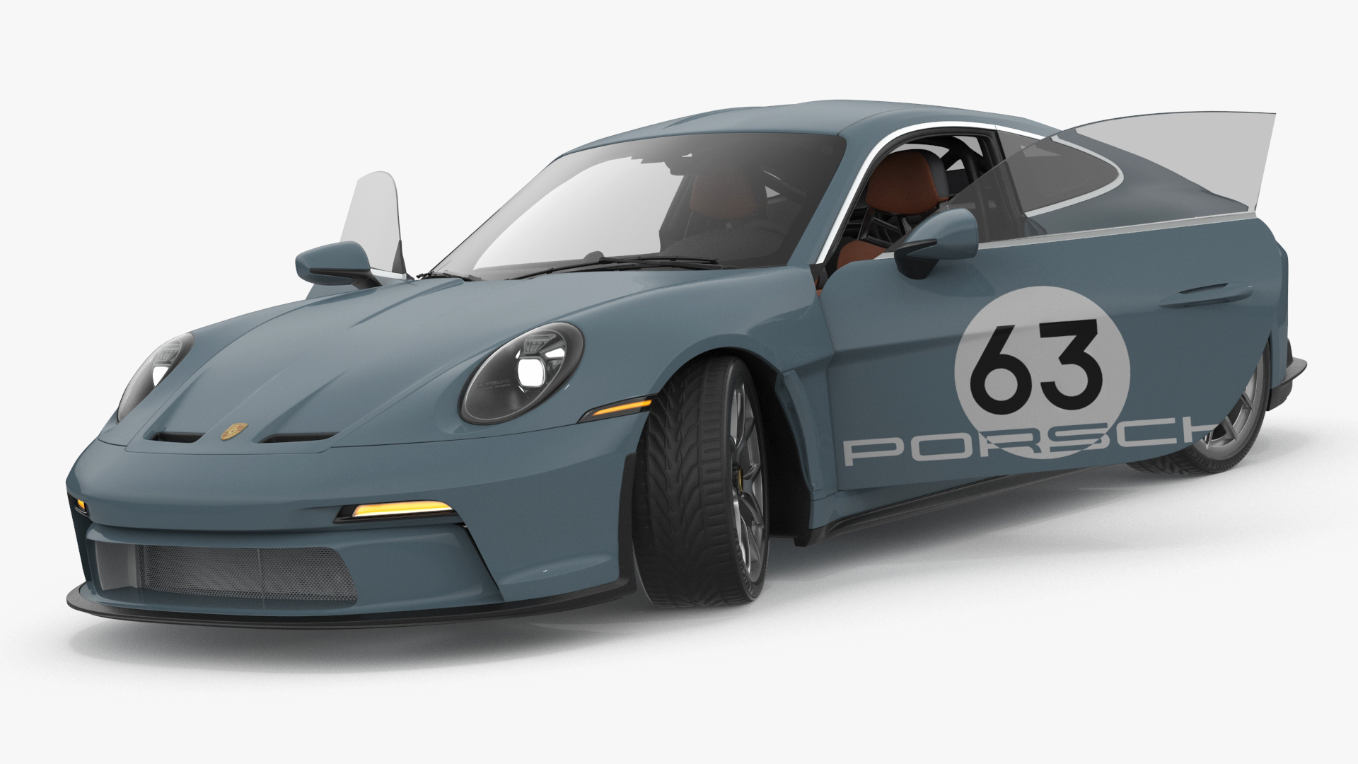 3D Sport Car Porsche 911 2024 Blue Rigged model