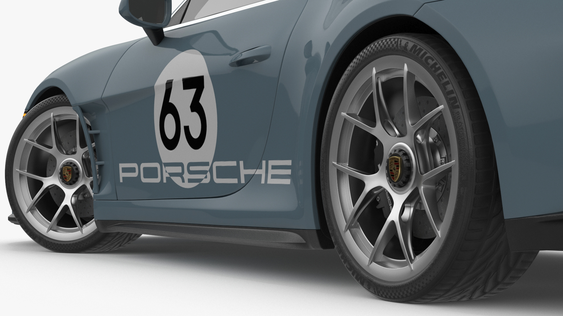 3D Sport Car Porsche 911 2024 Blue Rigged model