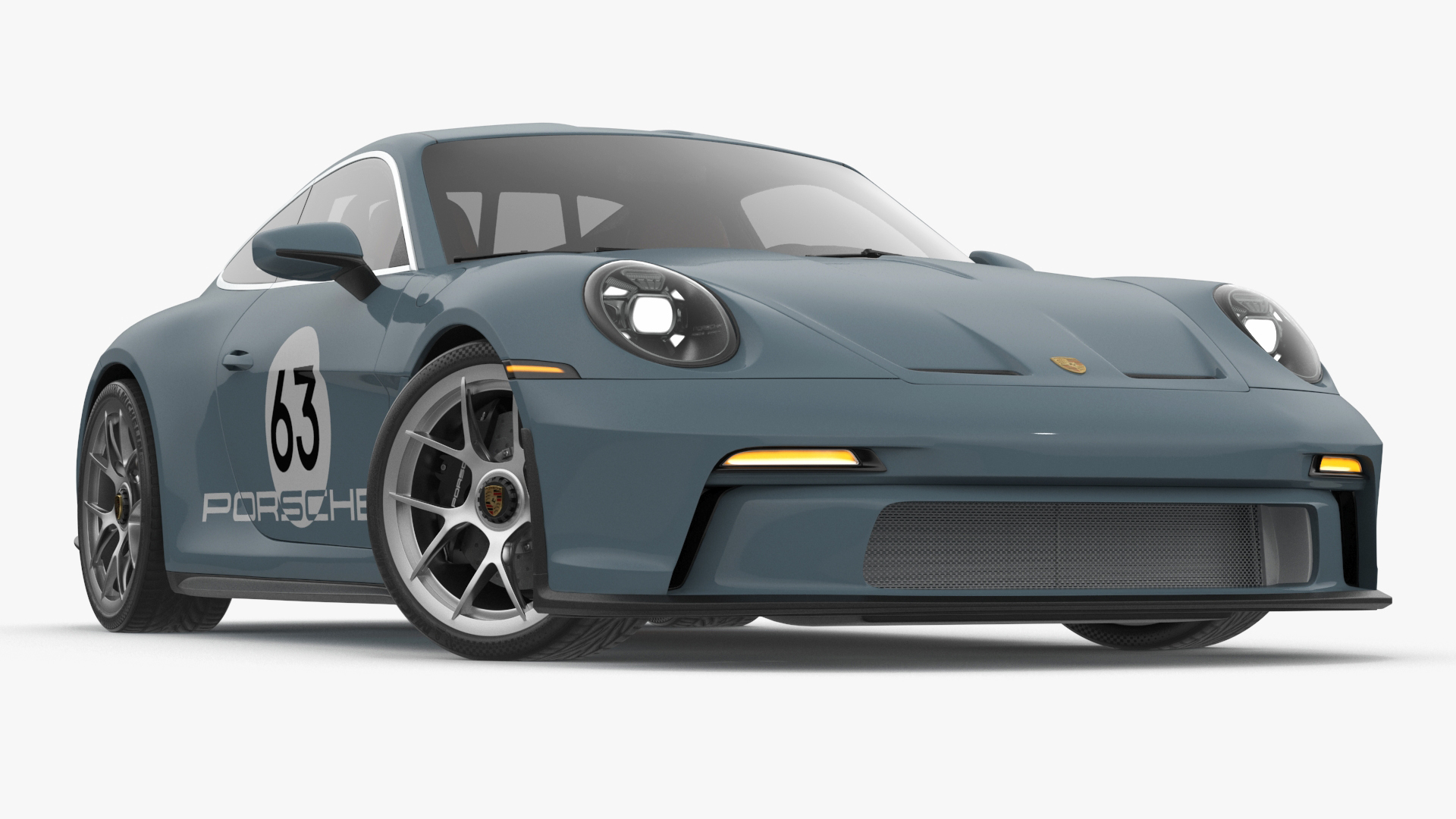 3D Sport Car Porsche 911 2024 Blue Rigged model