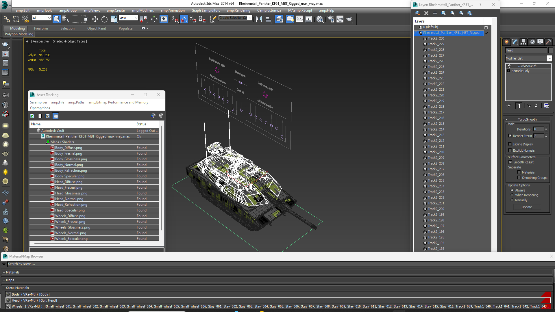 3D model Rheinmetall Panther KF51 MBT Rigged