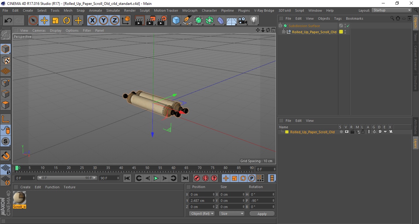 3D Rolled Up Paper Scroll Old