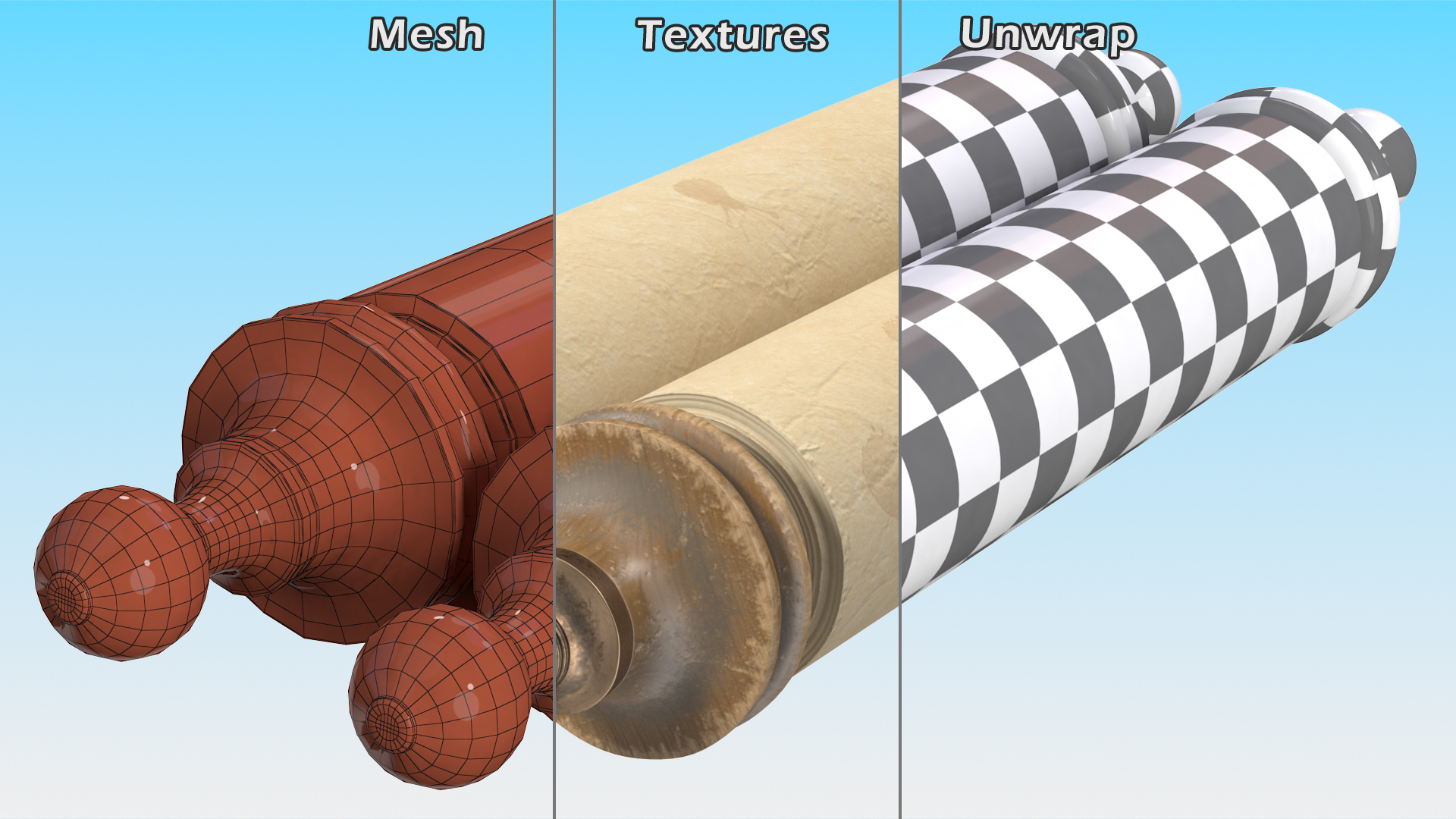 3D Rolled Up Paper Scroll Old
