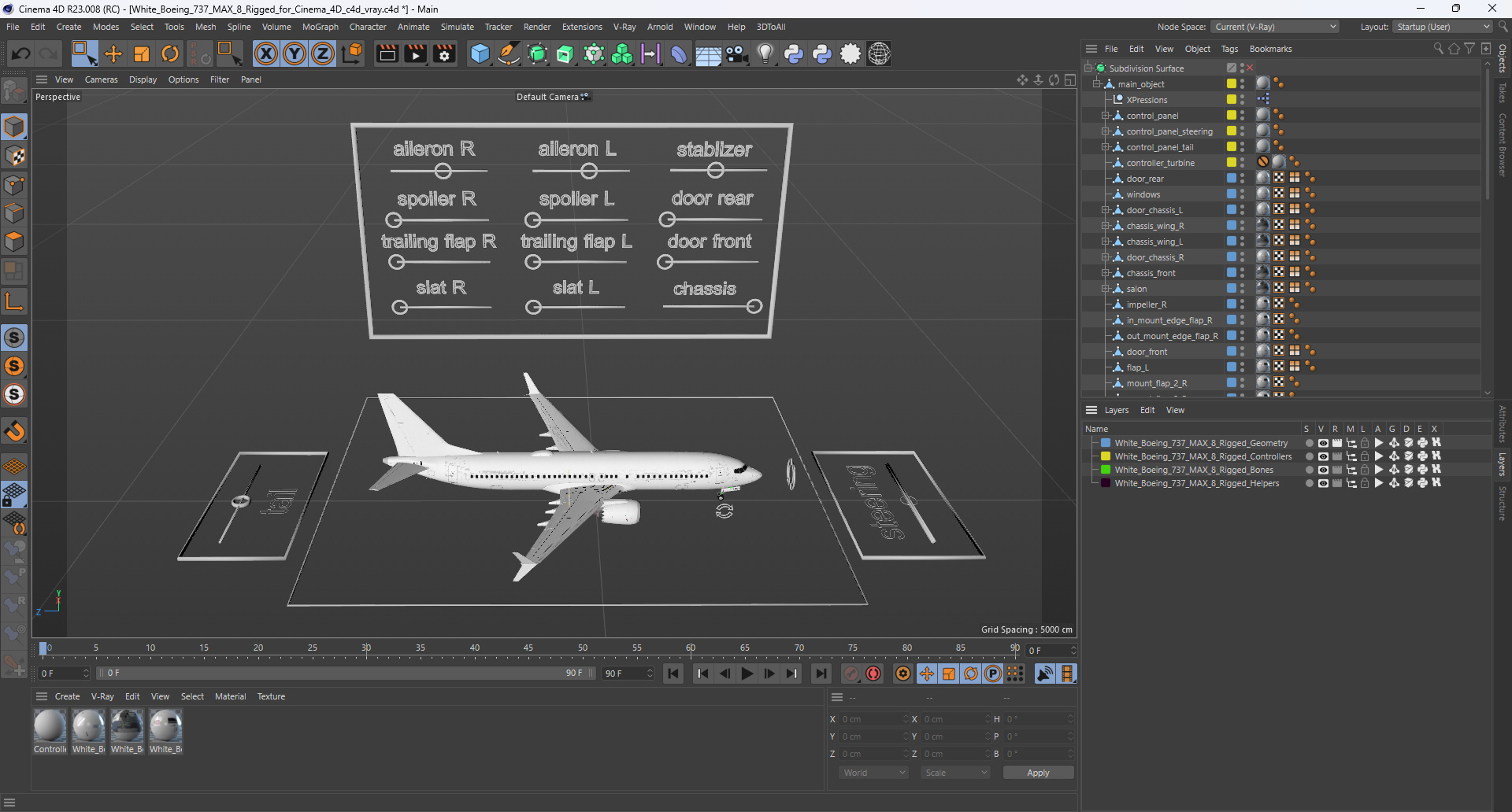 3D White Boeing 737 MAX 8 Rigged for Cinema 4D model