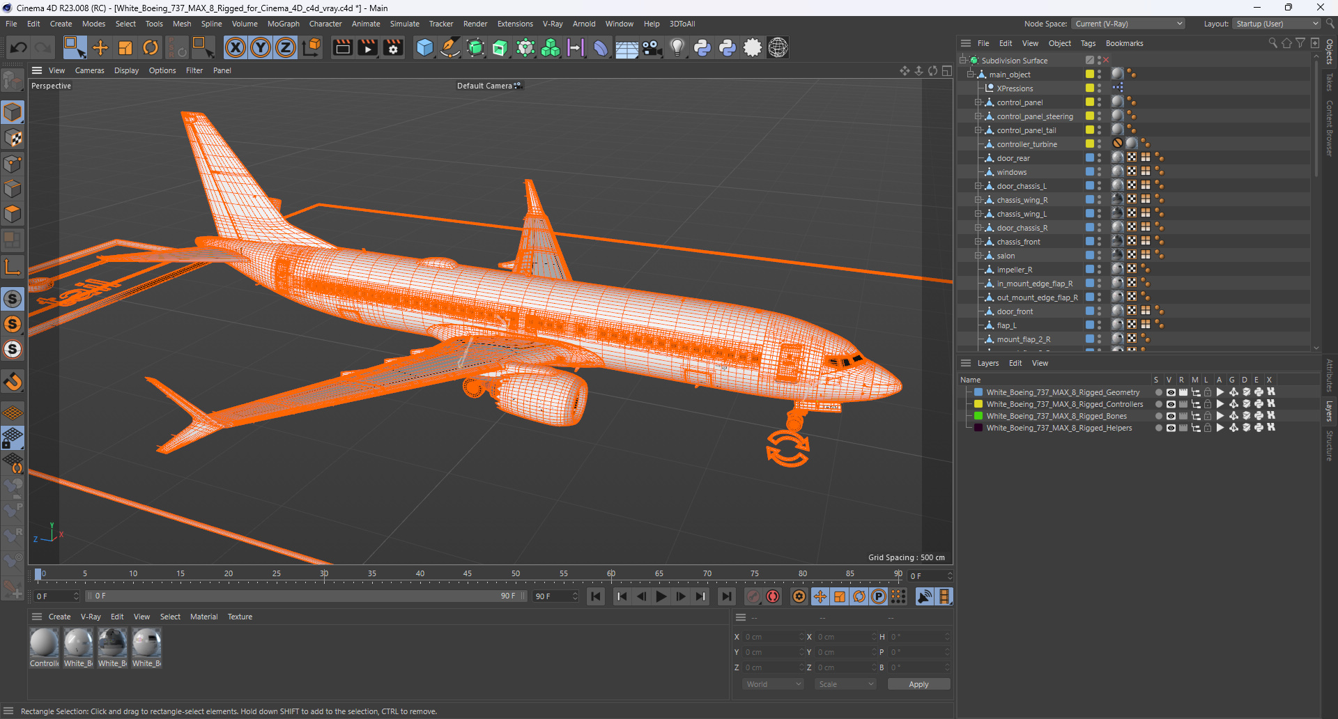 3D White Boeing 737 MAX 8 Rigged for Cinema 4D model