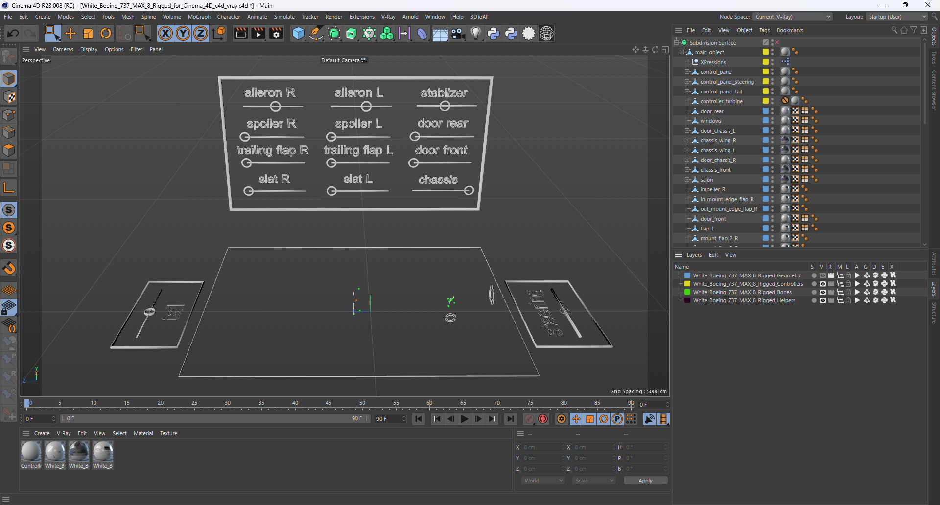 3D White Boeing 737 MAX 8 Rigged for Cinema 4D model