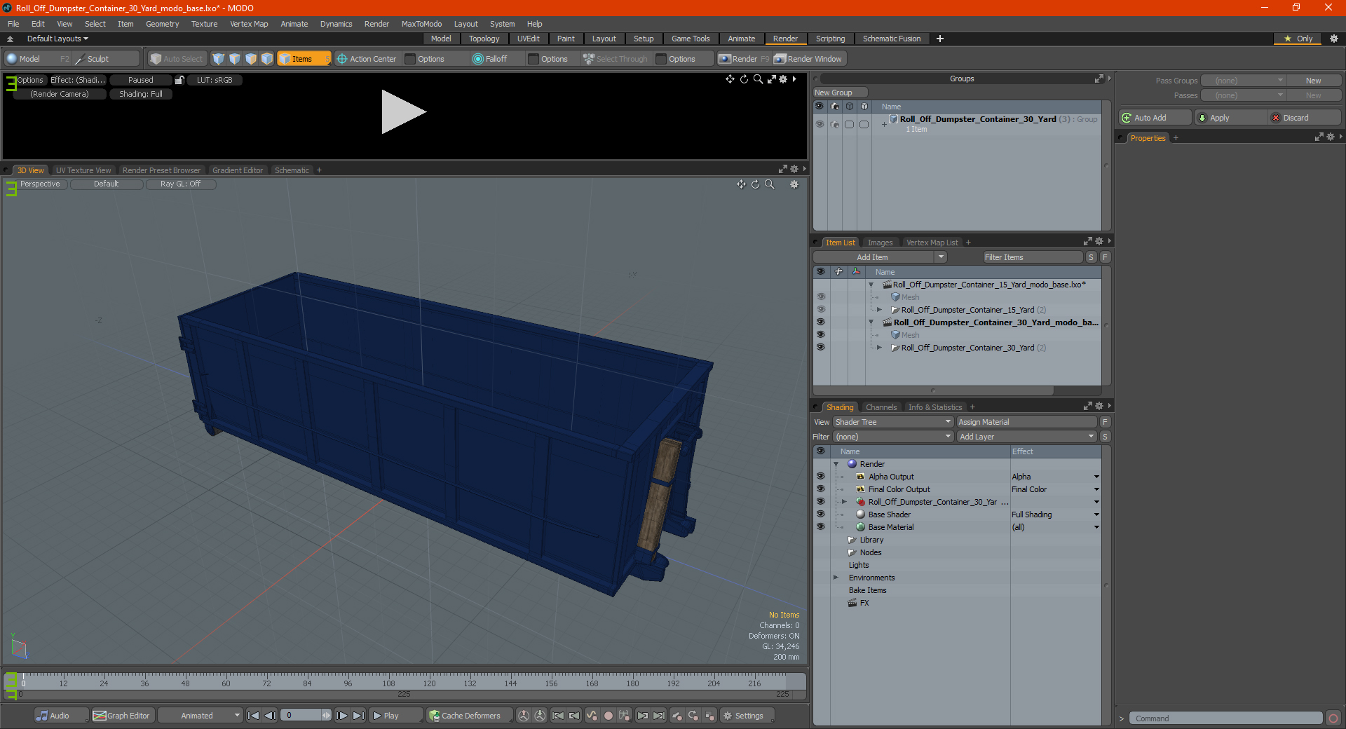 3D model Roll Off Dumpster Container 30 Yard