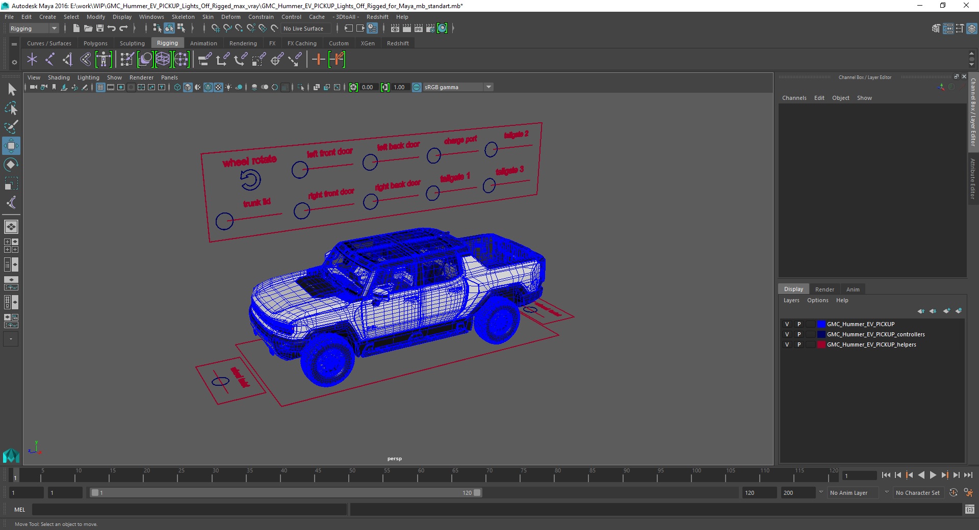 GMC Hummer EV PICKUP Lights Off Rigged for Maya 3D