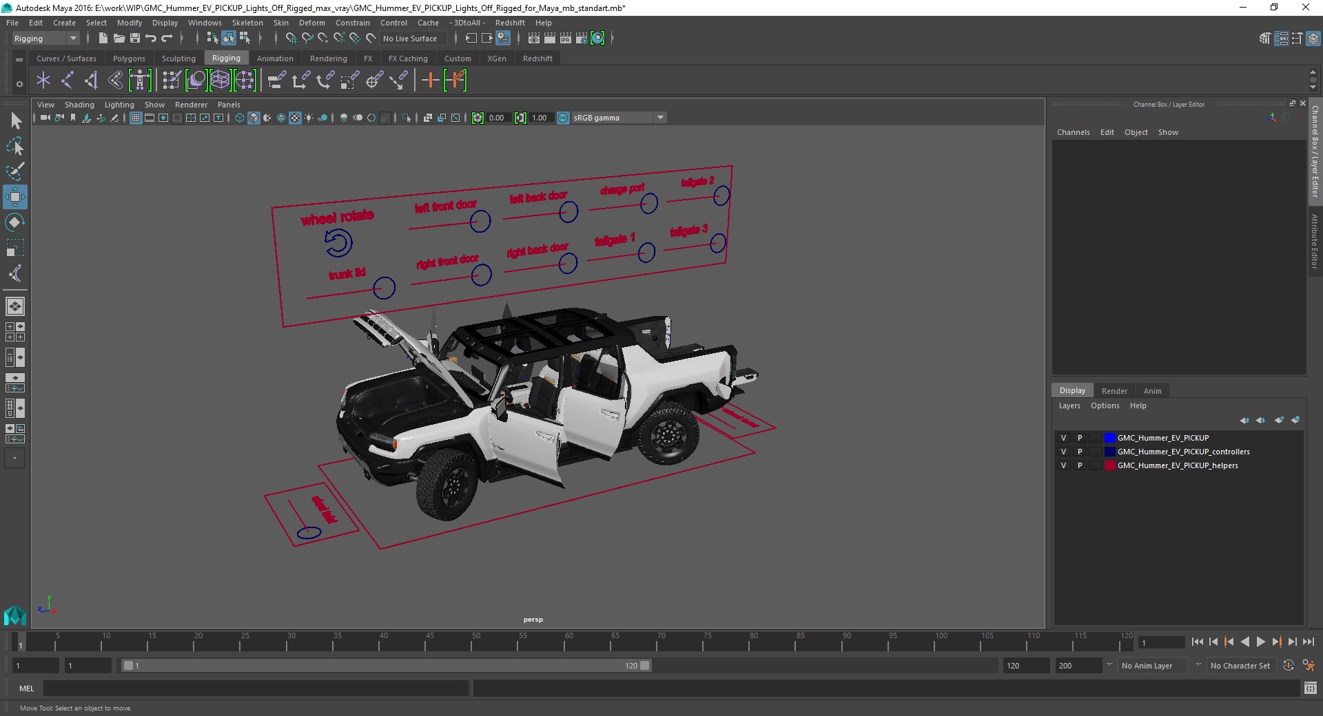 GMC Hummer EV PICKUP Lights Off Rigged for Maya 3D