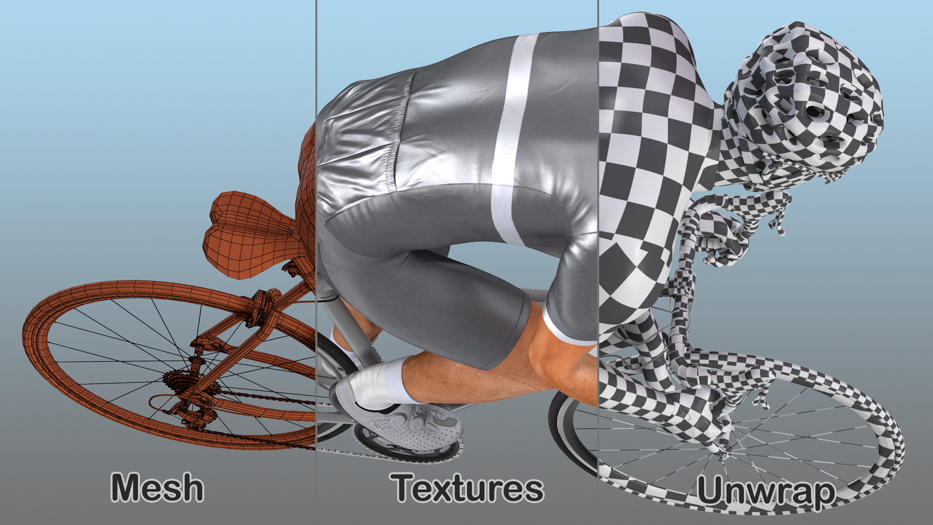 3D Bicyclist Riding Bike