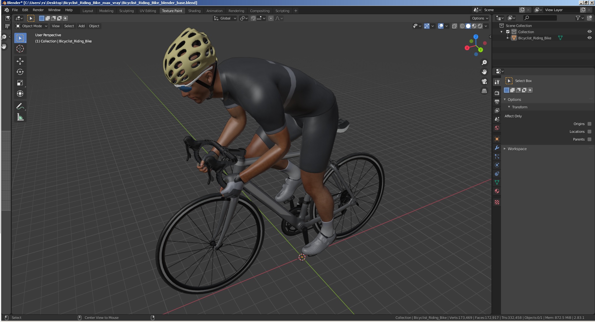 3D Bicyclist Riding Bike