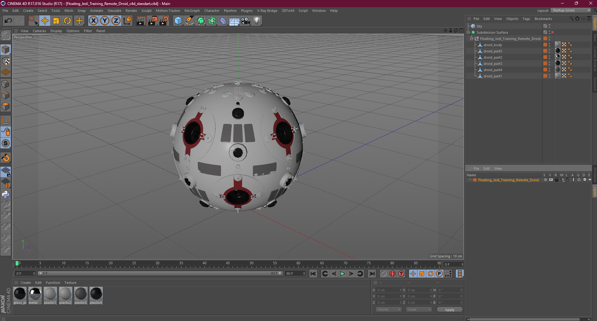 3D model Floating Jedi Training Remote Droid