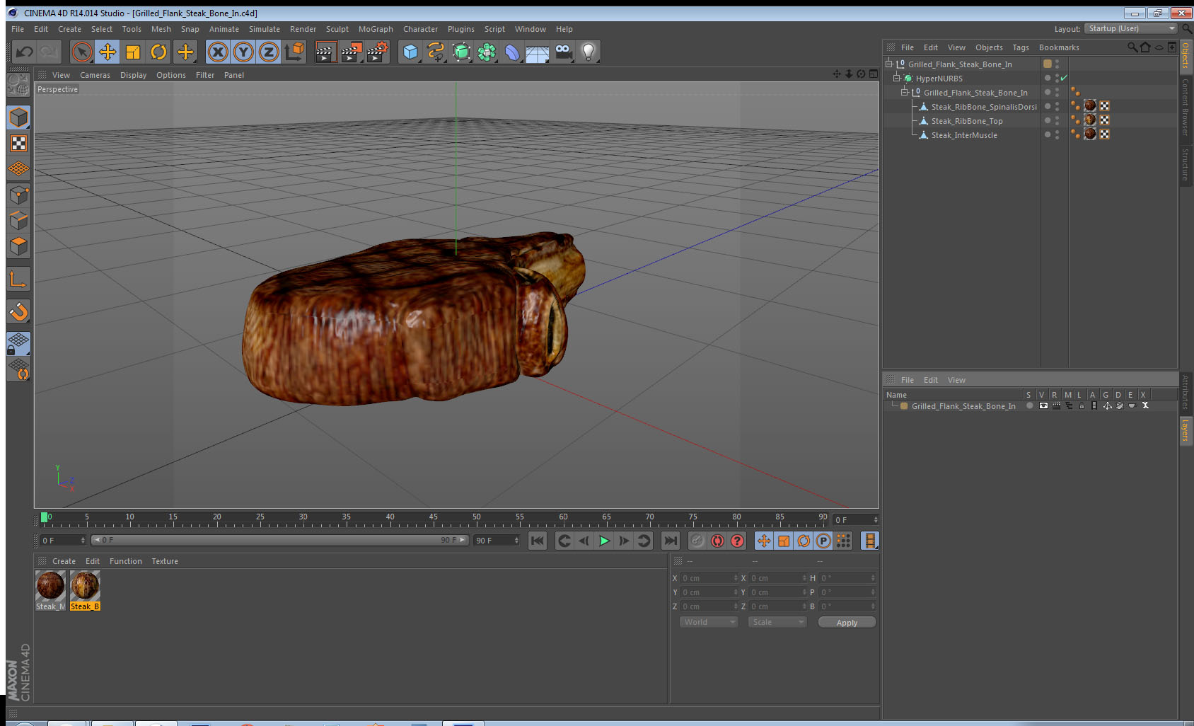 Grilled Flank Steak Bone In 3D
