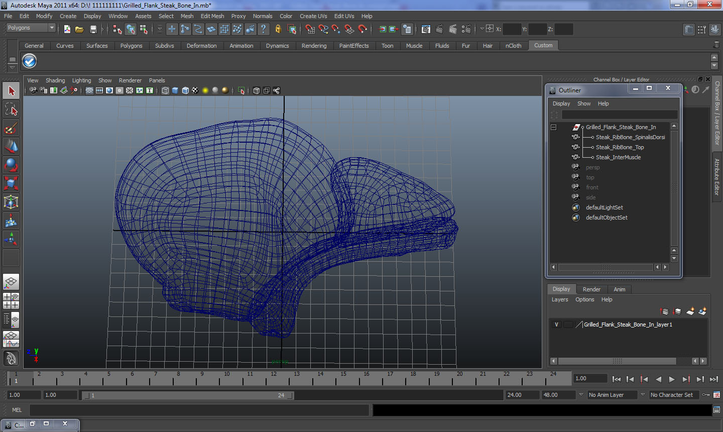 Grilled Flank Steak Bone In 3D