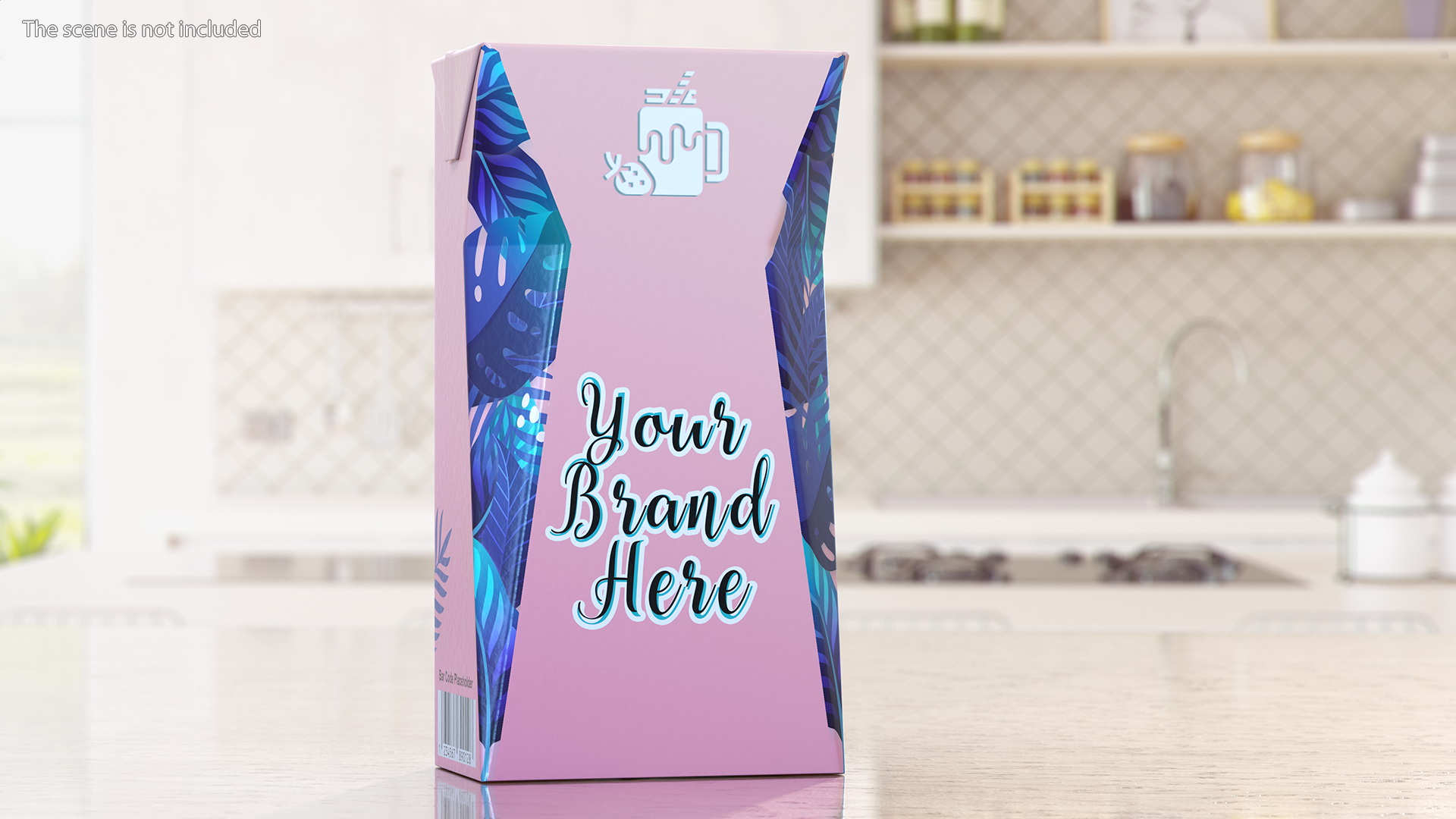 3D Small Aseptic Carton with Straw Hole Mockup Pink model