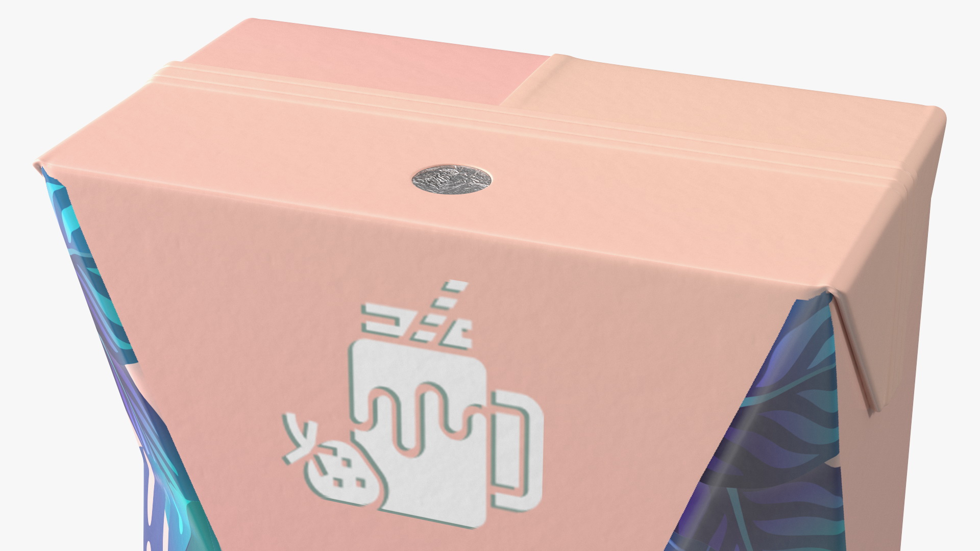3D Small Aseptic Carton with Straw Hole Mockup Pink model
