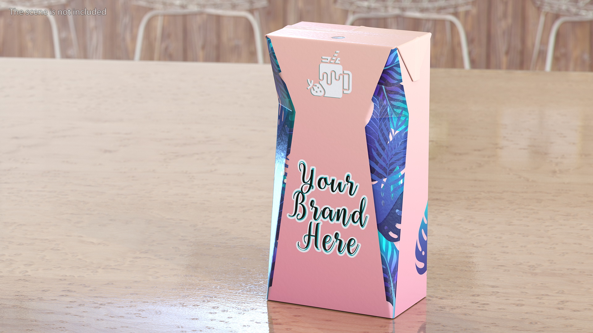3D Small Aseptic Carton with Straw Hole Mockup Pink model