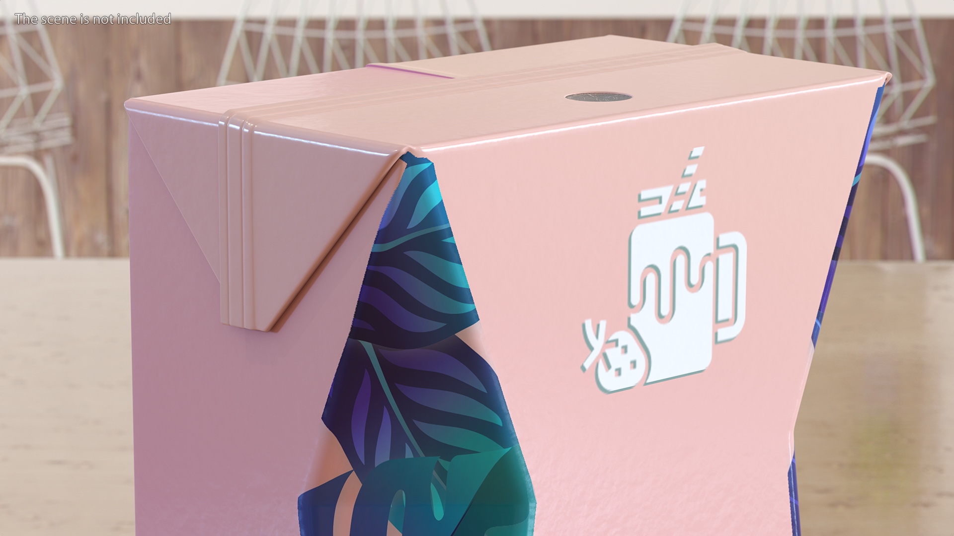 3D Small Aseptic Carton with Straw Hole Mockup Pink model
