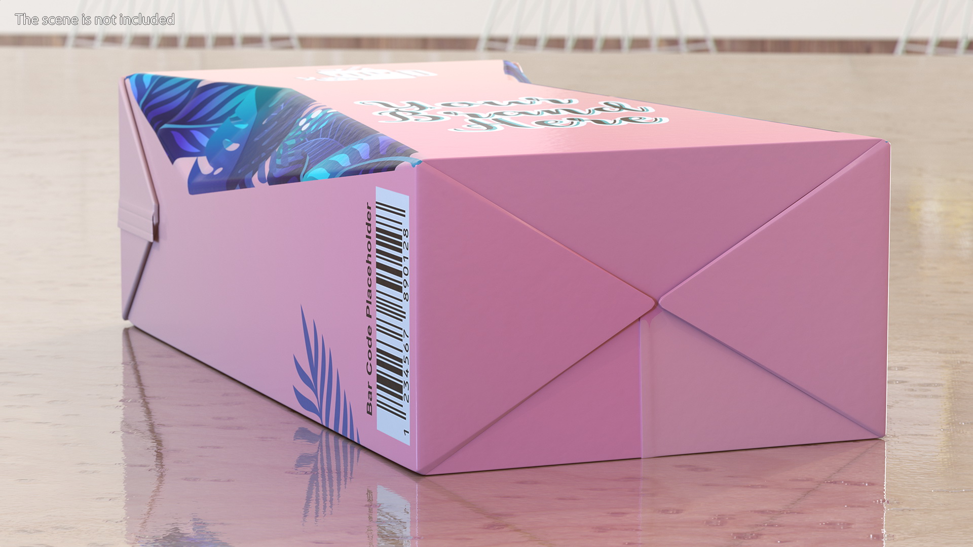 3D Small Aseptic Carton with Straw Hole Mockup Pink model