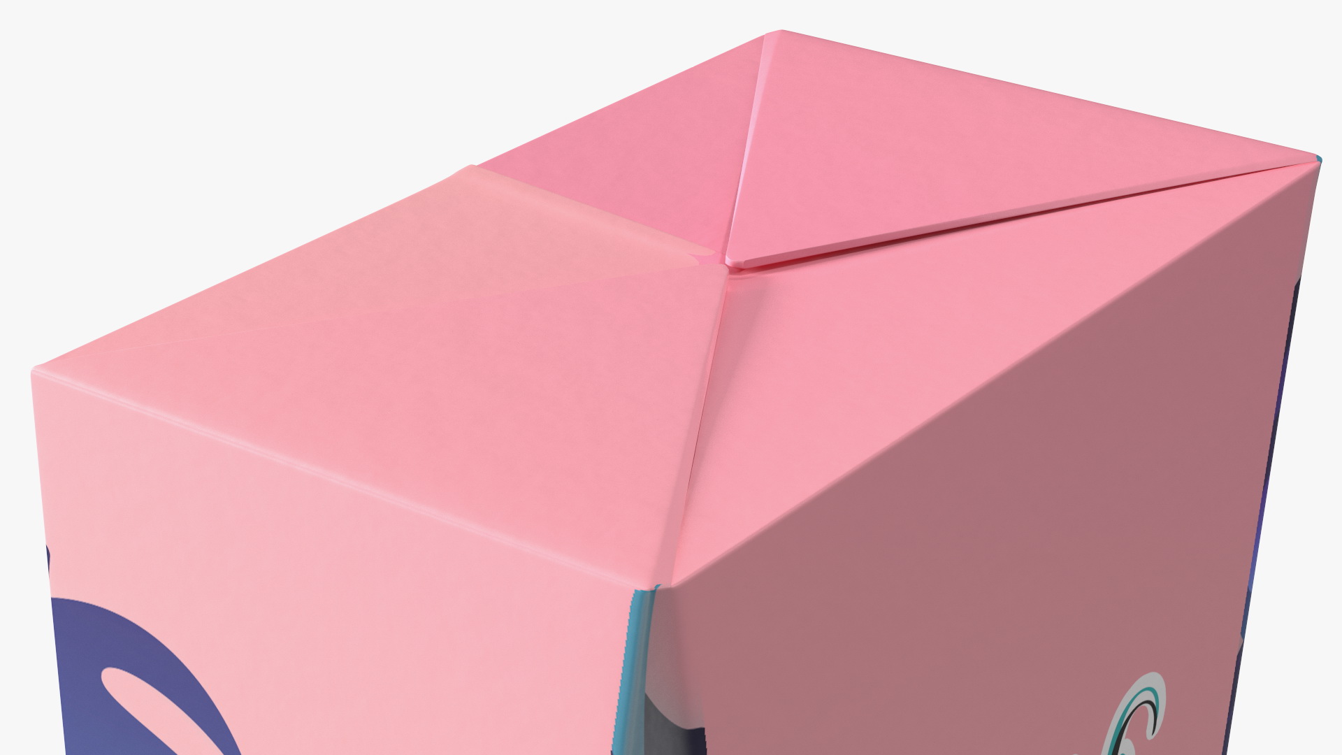 3D Small Aseptic Carton with Straw Hole Mockup Pink model