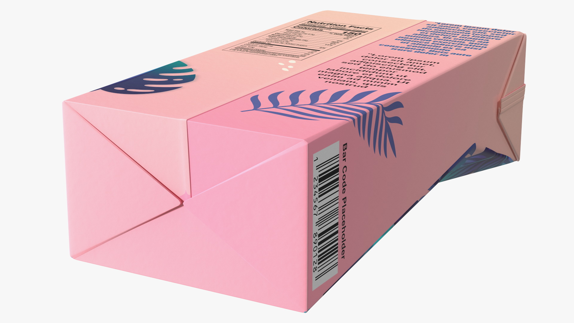 3D Small Aseptic Carton with Straw Hole Mockup Pink model