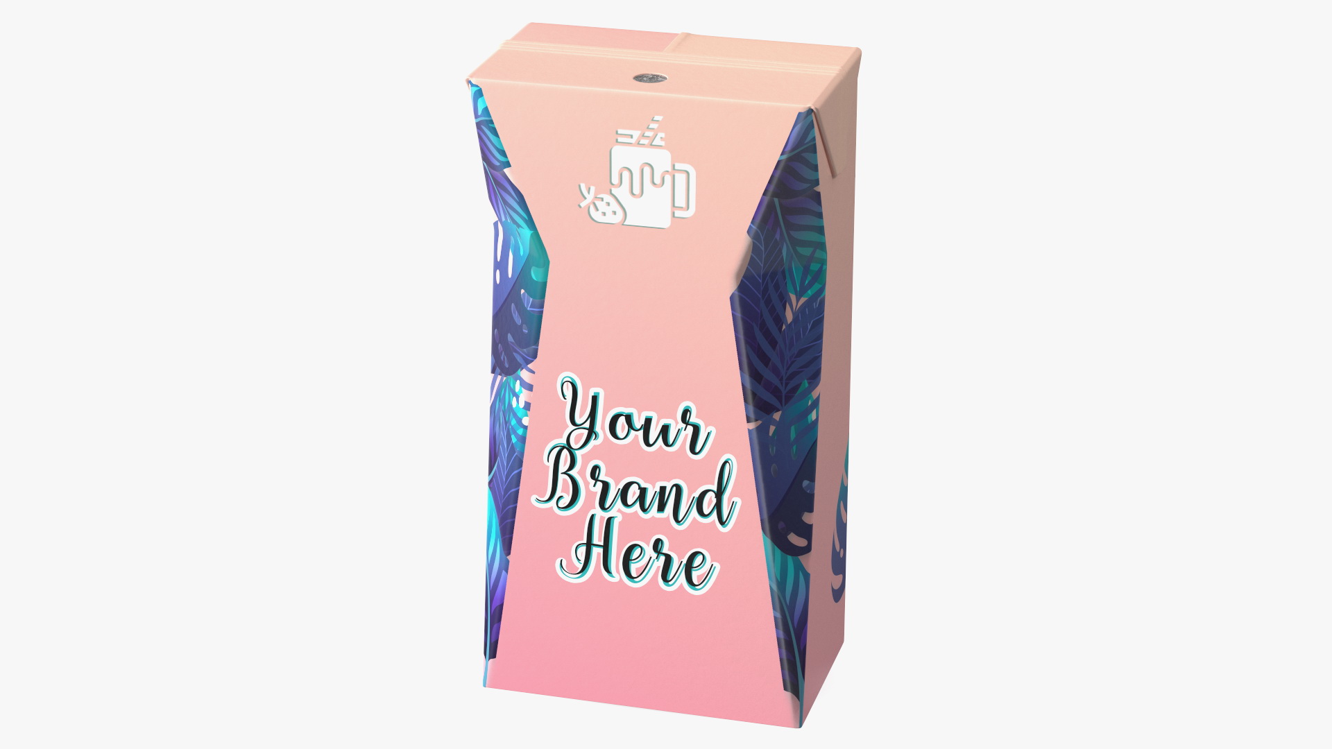 3D Small Aseptic Carton with Straw Hole Mockup Pink model