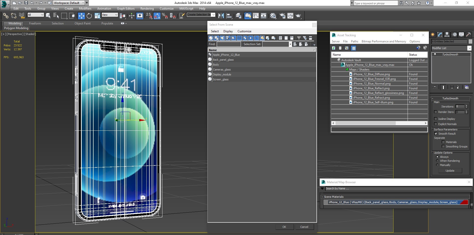 3D model Apple iPhone 12 Blue