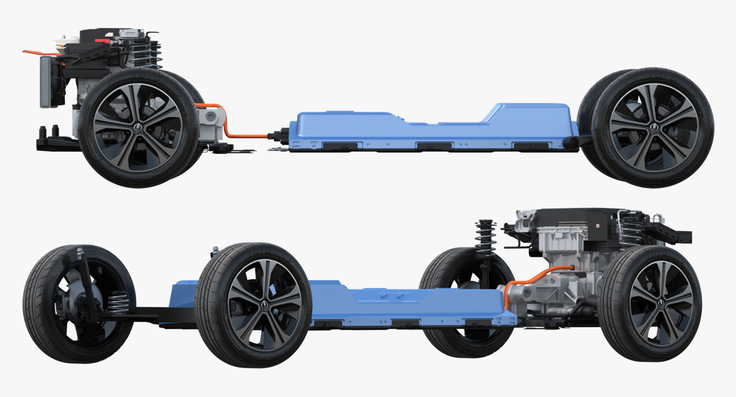 Nissan Leaf Engine and Chassis and Battery Pack 3D