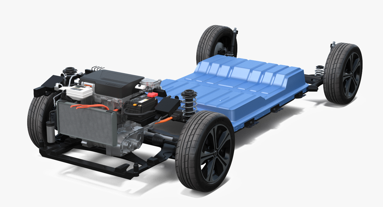Nissan Leaf Engine and Chassis and Battery Pack 3D