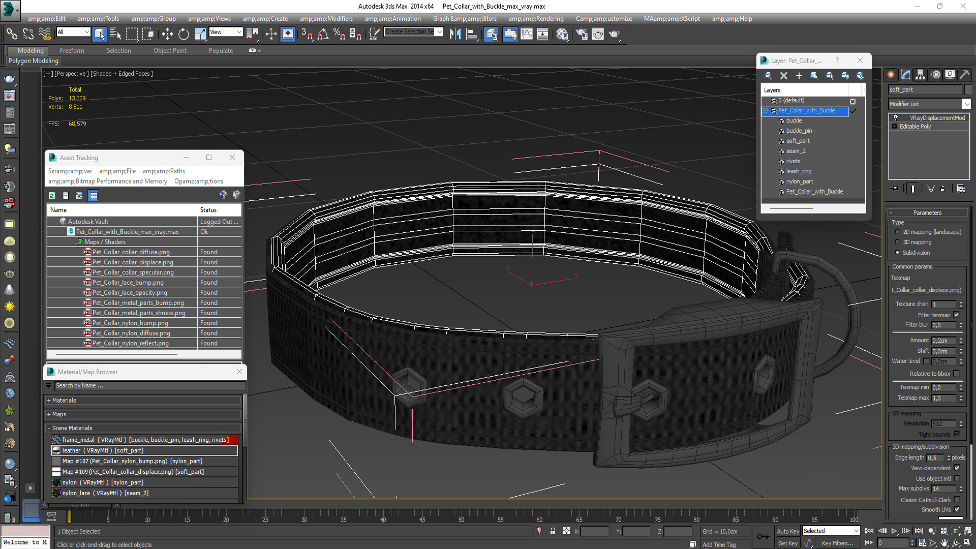 Pet Collar with Buckle 3D