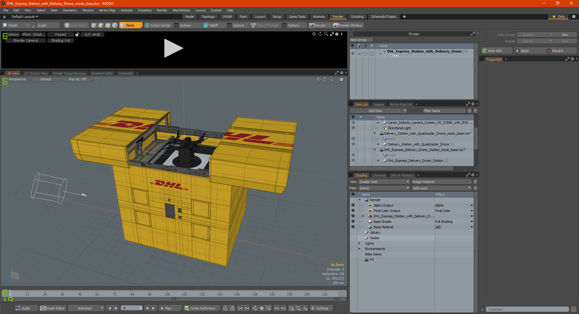 DHL Express Station with Delivery Drone 3D model