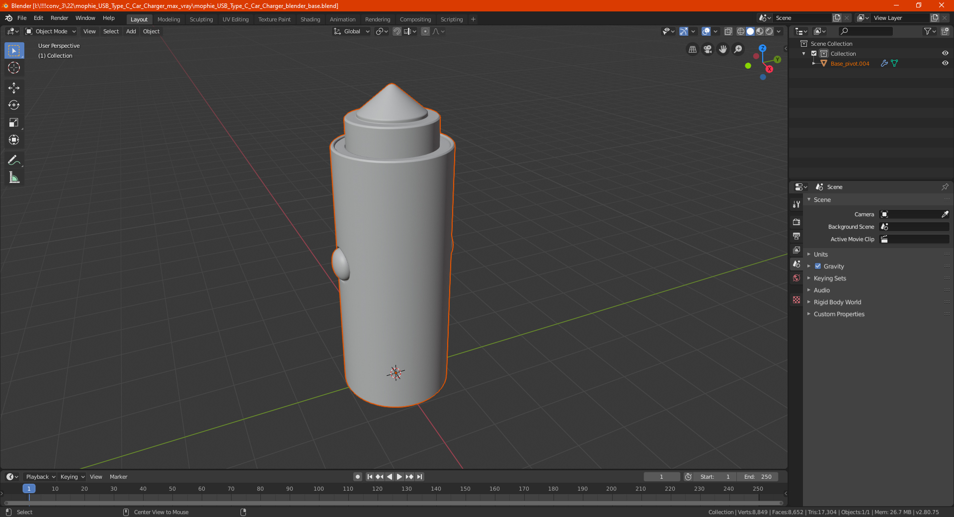 mophie USB Type C Car Charger 3D model