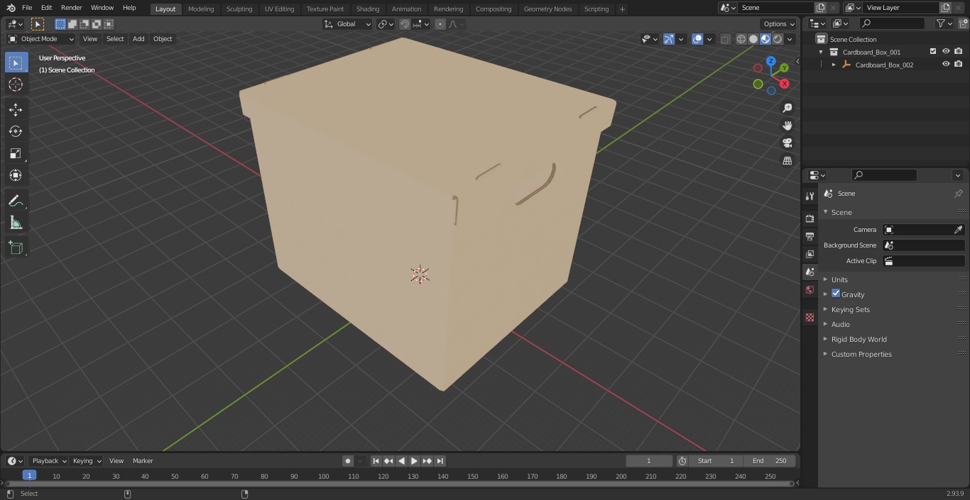 3D Cardboard Box model
