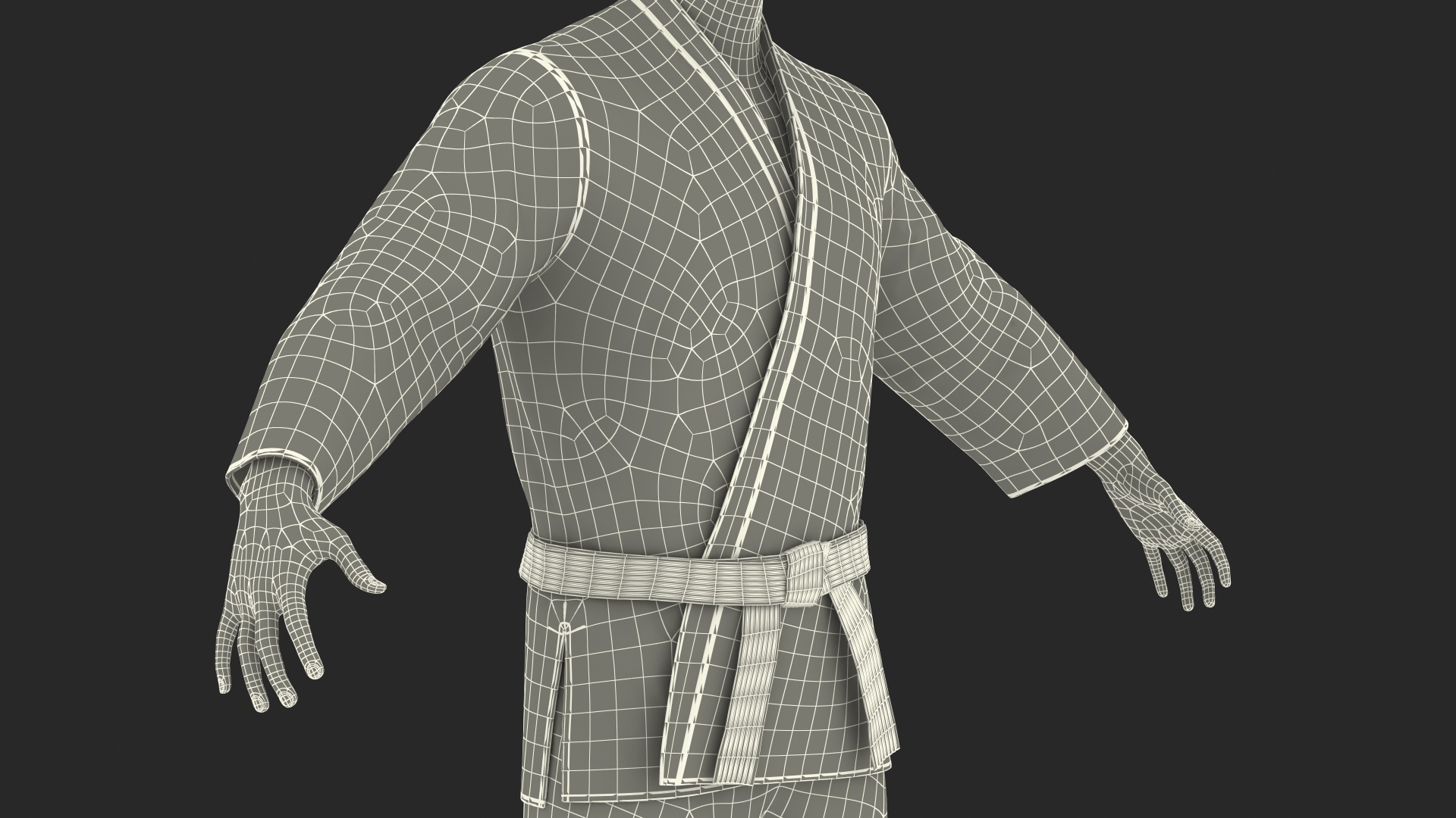 3D Karate Fighter Black Suit with Fur Rigged