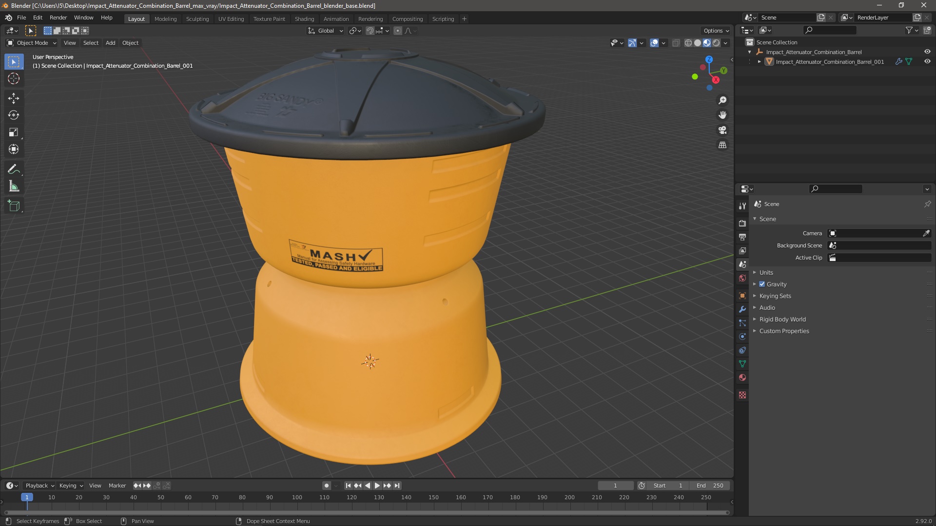 3D Impact Attenuator Combination Barrel