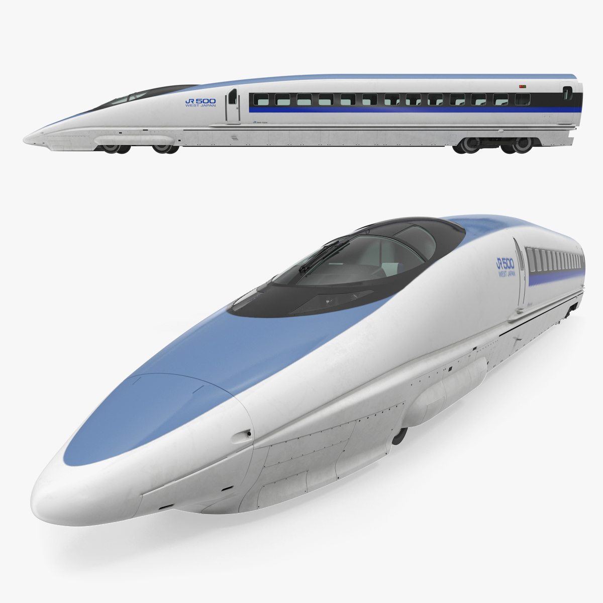 Shinkansen 500 Locomotive 3D Model, view 3