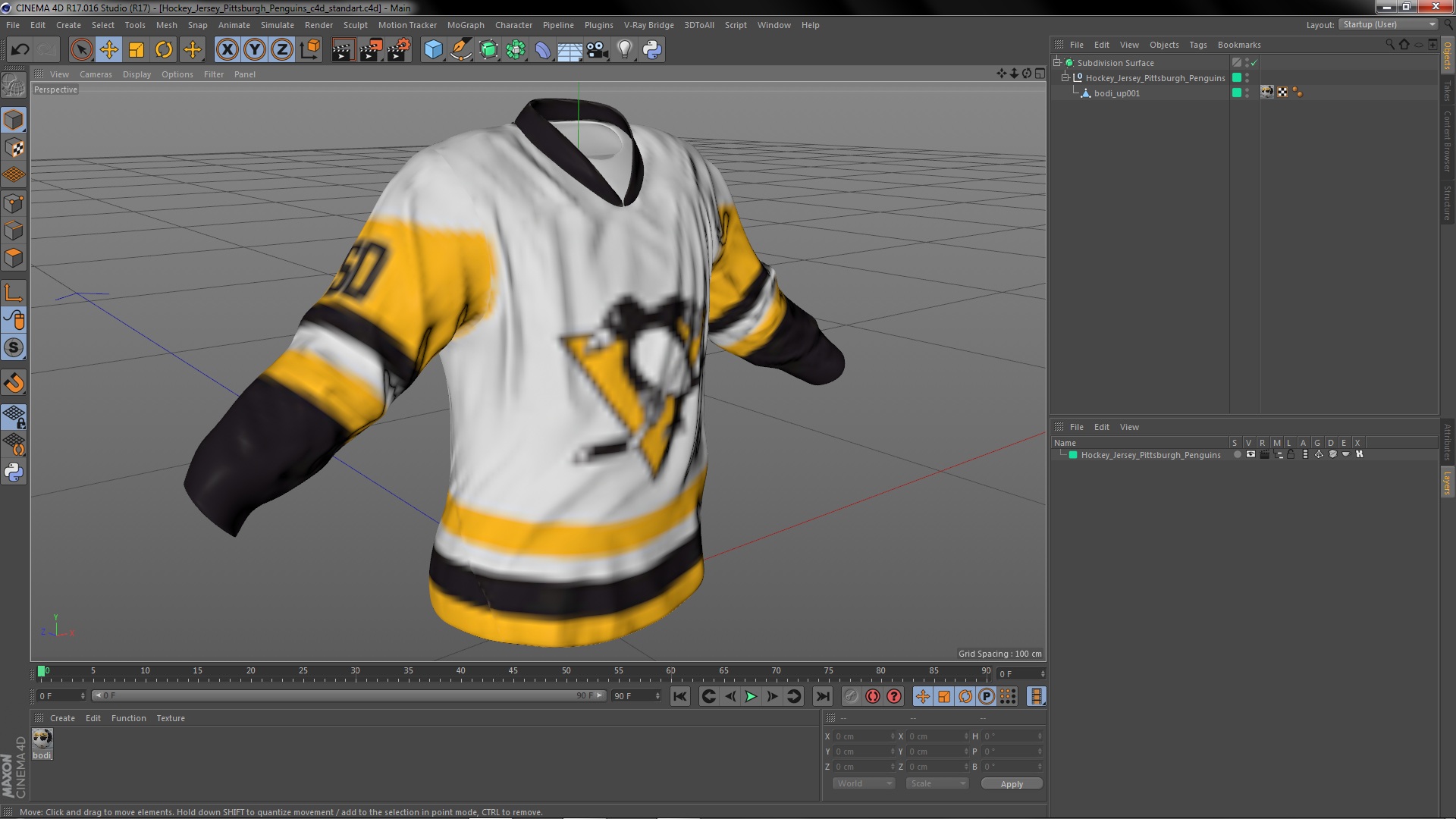 3D Hockey Jersey Pittsburgh Penguins model