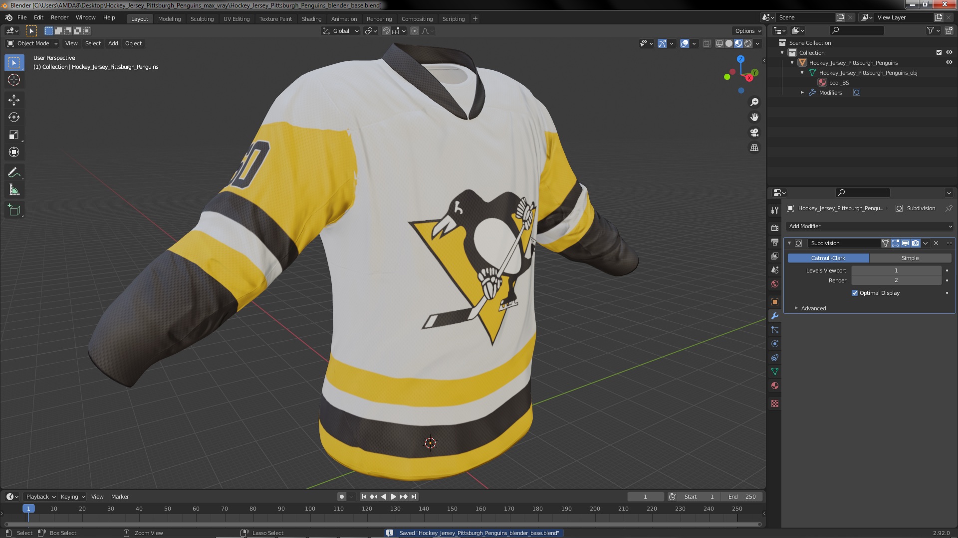 3D Hockey Jersey Pittsburgh Penguins model
