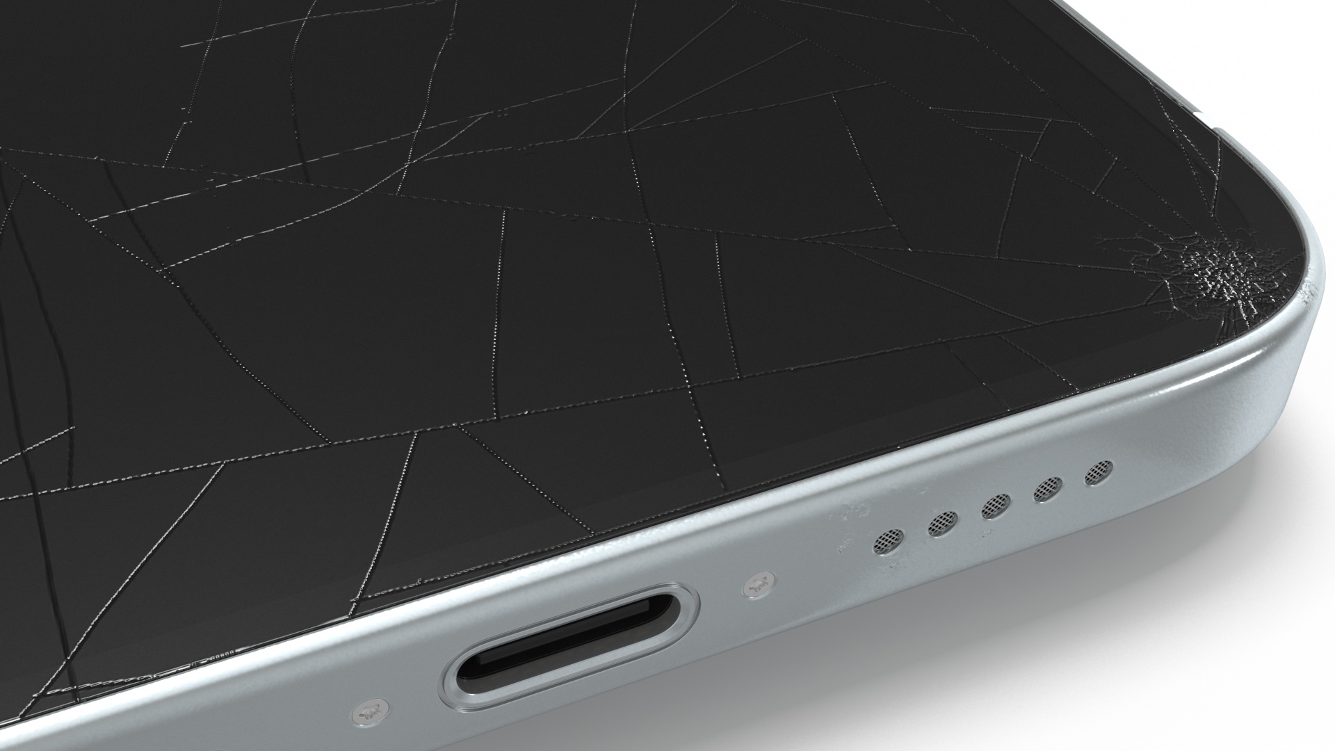 Blue IPhone 15 Plus Cracked 3D