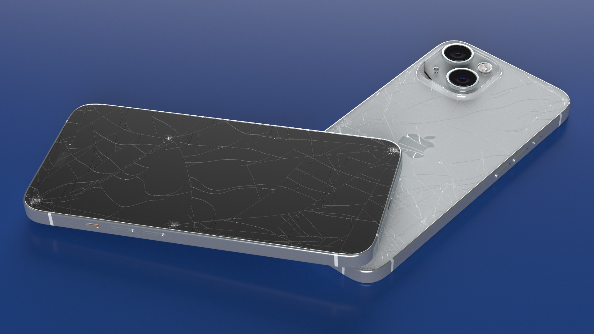 Blue IPhone 15 Plus Cracked 3D