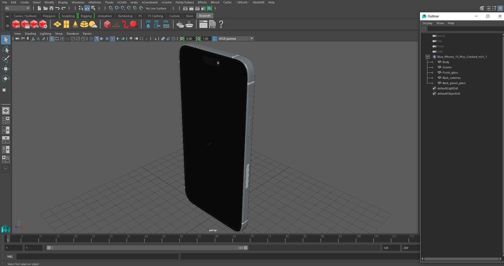 Blue IPhone 15 Plus Cracked 3D