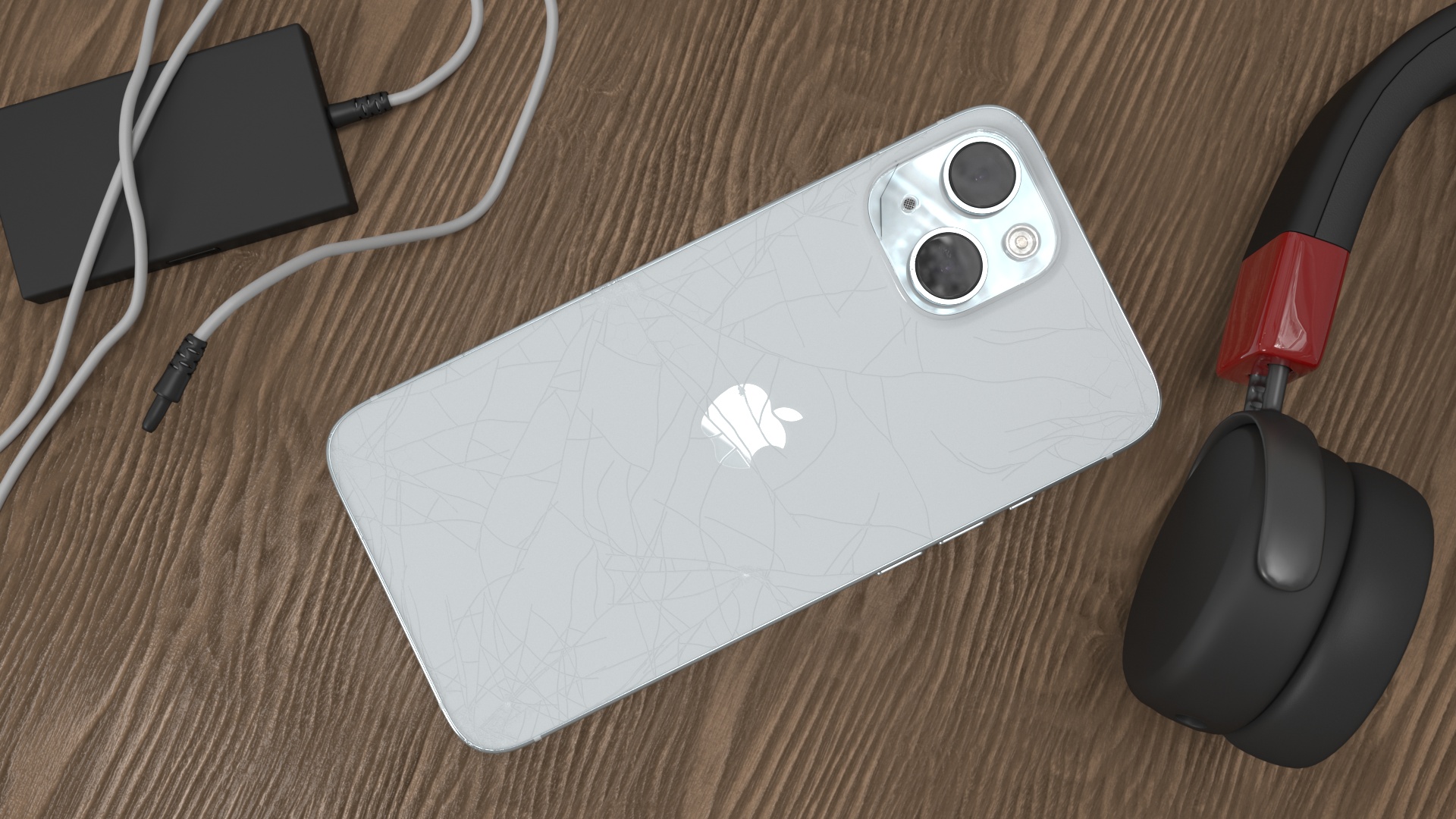 Blue IPhone 15 Plus Cracked 3D