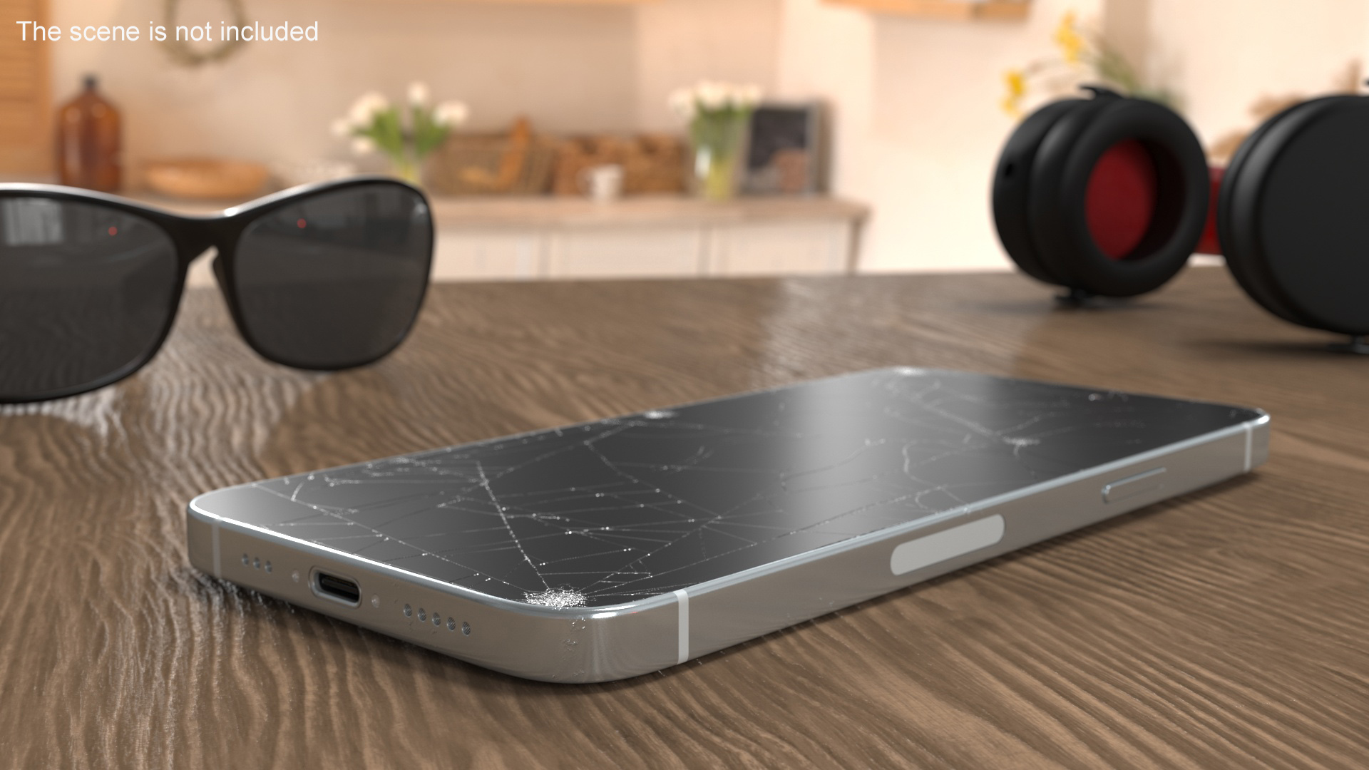 Blue IPhone 15 Plus Cracked 3D